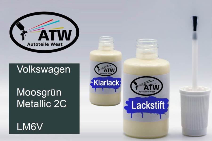 Volkswagen, Moosgrün Metallic 2C, LM6V: 20ml Lackstift + 20ml Klarlack - Set, von ATW Autoteile West.